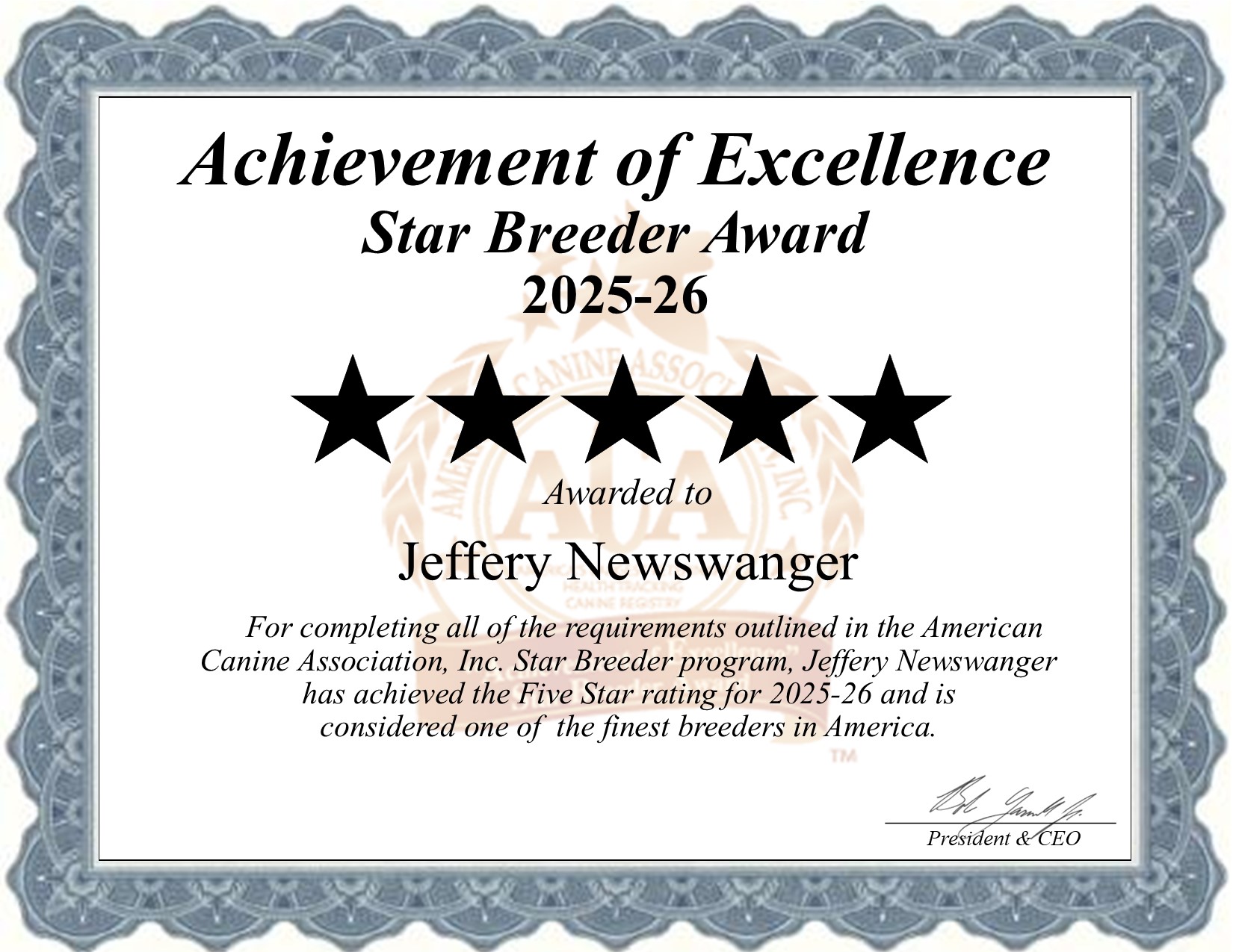 Jeffery H, Newswanger, dog, breeder, star, certificate, Jeffery H-Newswanger, Newmanstown, PA, Pennsylvania, puppy, dog, kennels, mill, puppymill, usda, 5-star, aca, ica, registered, Cavapoo